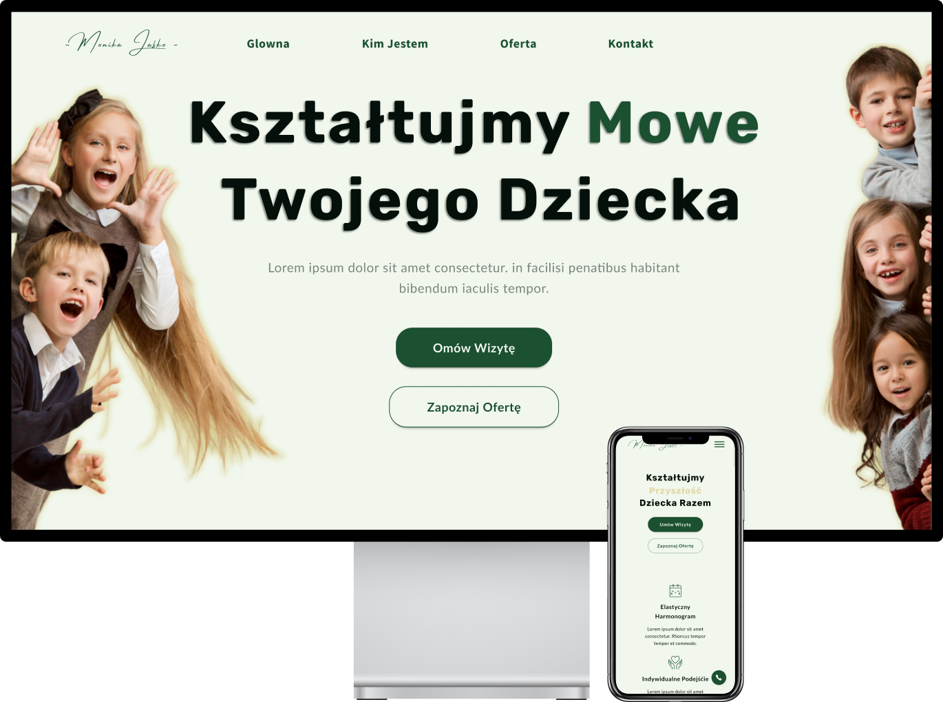 Screen mockup of Monika Jaśko project